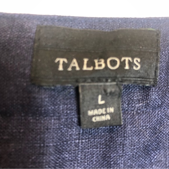 Talbots Pullover V-Neck 3/4 Sleeve Linen Dress Size L - Picture 7 of 9